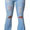 Skinny Ripped Bell Bottom Jeans for Women Classic High Waisted Flared Jean Pants
