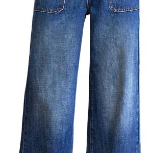 Women high Waisted Loose Stretchy Jeans Wide Leg Tummy Control Straight Leg Denim Pants Trendy Jeans for Women