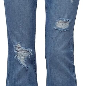 Flare Jeans for Women Trendy, Mid-High Waist Bootcut Bell Bottom Jeans, Stretchy Denim Pants with Pockets