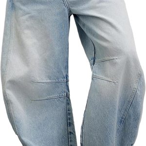 Women Barrel Jeans Baggy Mid-Low Rise Jeans  Floral Printed Denim Leopard Pants Ankle Boyfriend Denim Pants